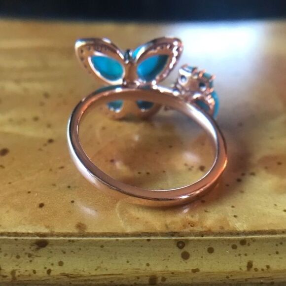 Natural Sleeping Beauty Turquoise Pink Sapphire Sterling Silver Ring Size 10 - Picture 7 of 7